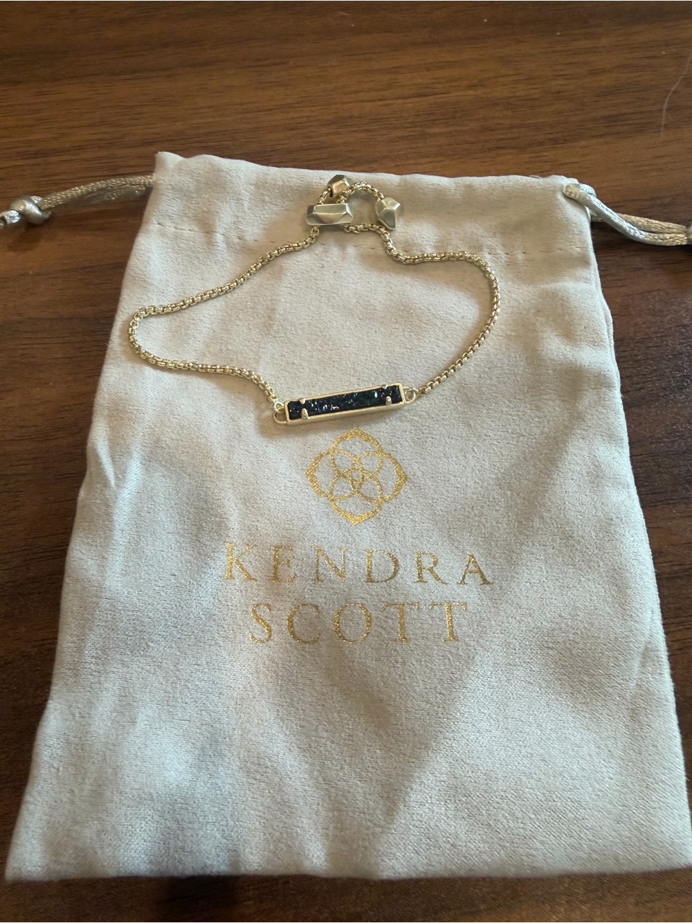 Kendra Scott Stan Slide Bar Bracelet with Black Drusy Stone